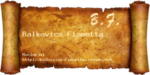 Balkovics Fiametta névjegykártya